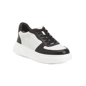 JSLIDES Black/white Leather Felix Sneakers